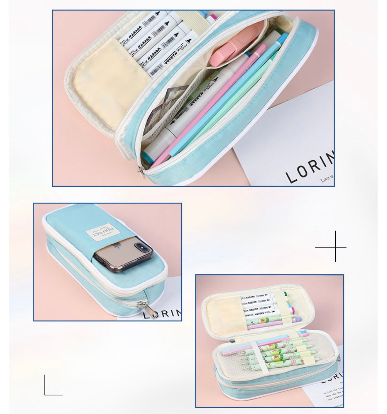 Bluma Stationery Bag Large Capacity Aesthetic Pen Bag | Minimalist Pencil Pouch for Office, School & Journaling