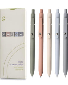 Zennyth Morandi Gel Pens Set of 5 | Quick-Dry Retractable Rollerball Pens | Minimalist Aesthetic Pens for Journaling, Note-Taking & Office Use