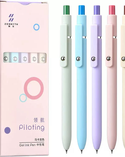 Zennyth Rosé Pastel Pink Gel Pens Set of 5 | Quick Dry Retractable Rollerball Pens for Journaling, Bullet Journal & School