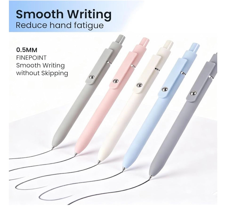 Zennyth Rosé Pastel Pink Gel Pens Set of 5 | Quick Dry Retractable Rollerball Pens for Journaling, Bullet Journal & School