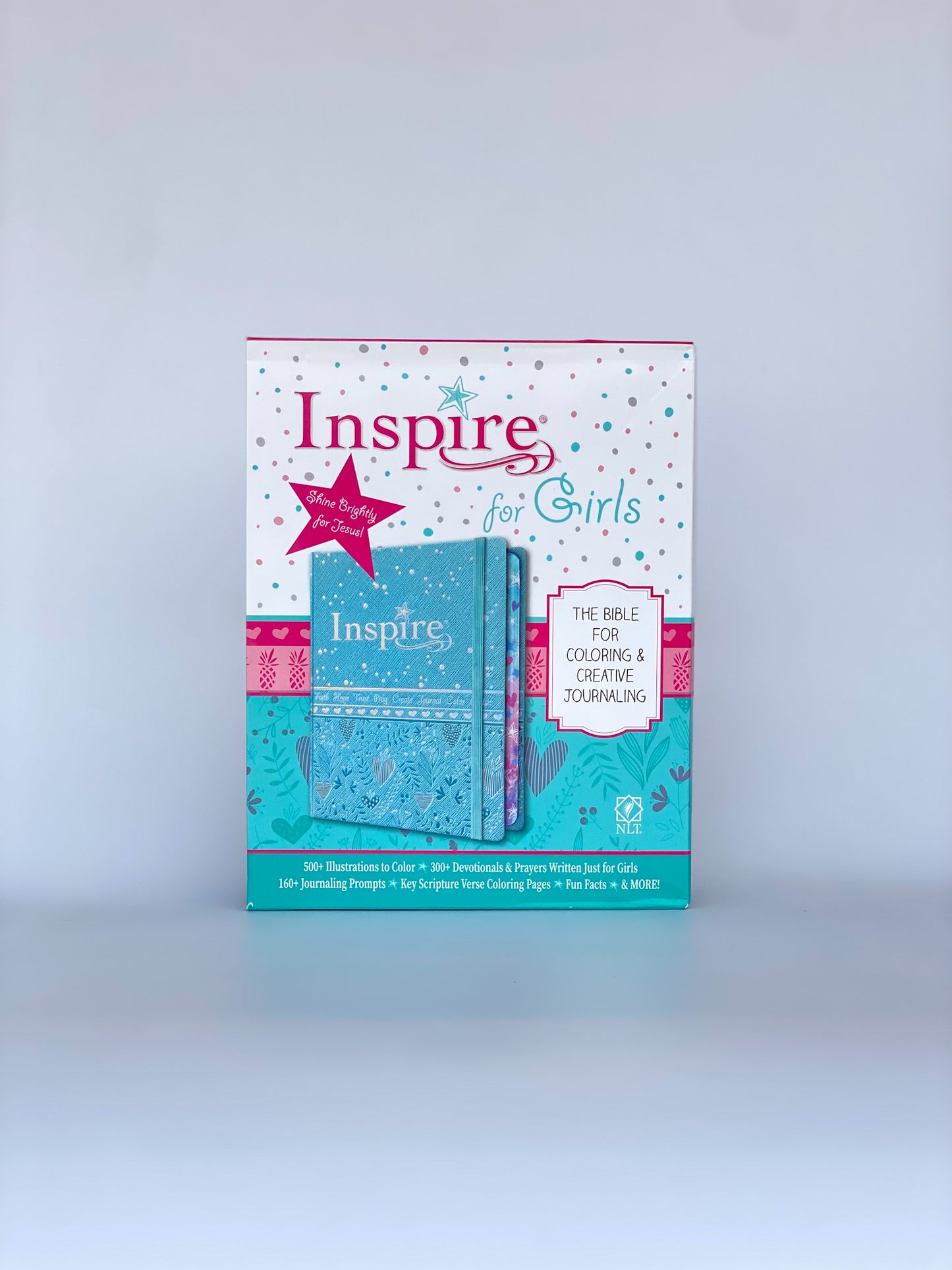 Inspire Bible for Girls NLT  (Hardcover LeatherLike, Metallic Blue): Journaling and Coloring Bible for Kids  Over 500 Scripture Illustrations to Color