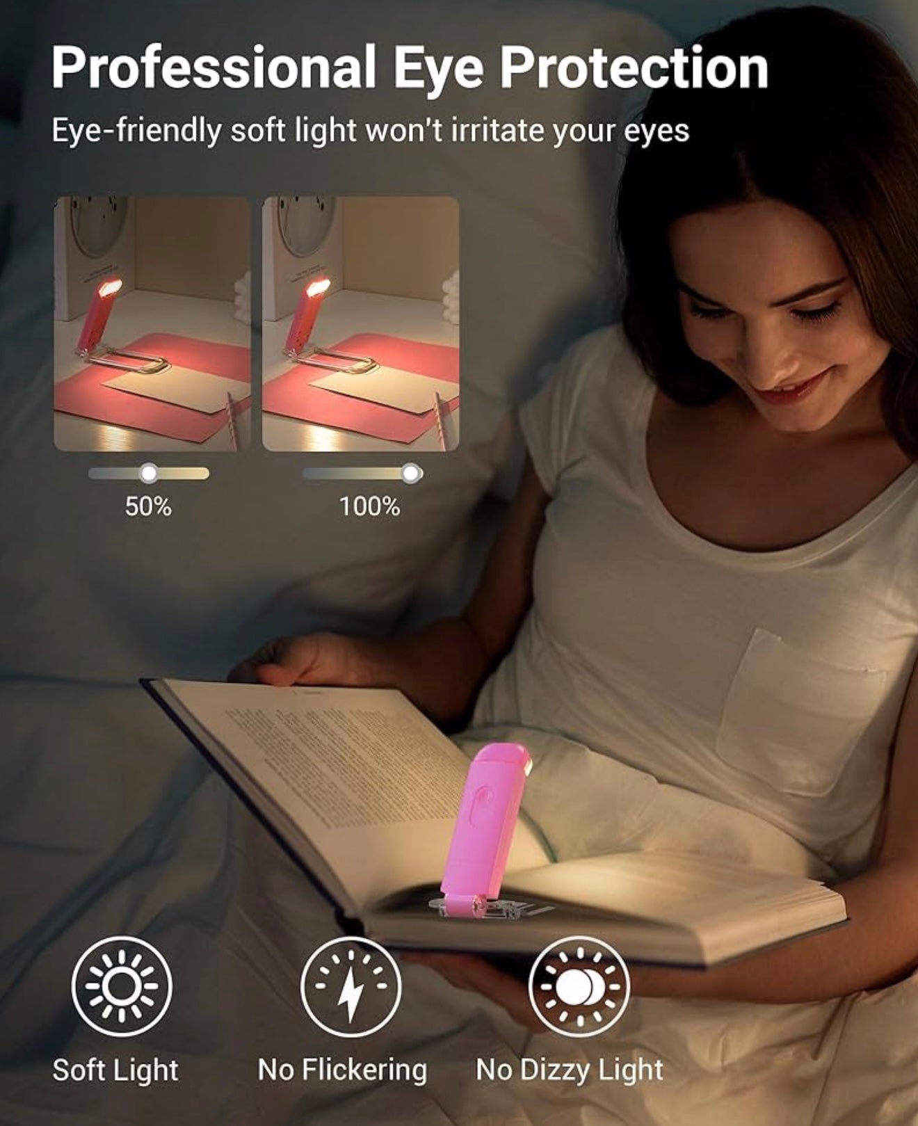 PocketLit | USB Rechargeable Clip On LED Book Light for Reading in Bed | Eye Care Night Reading Light for Book Lovers, Students & Travel