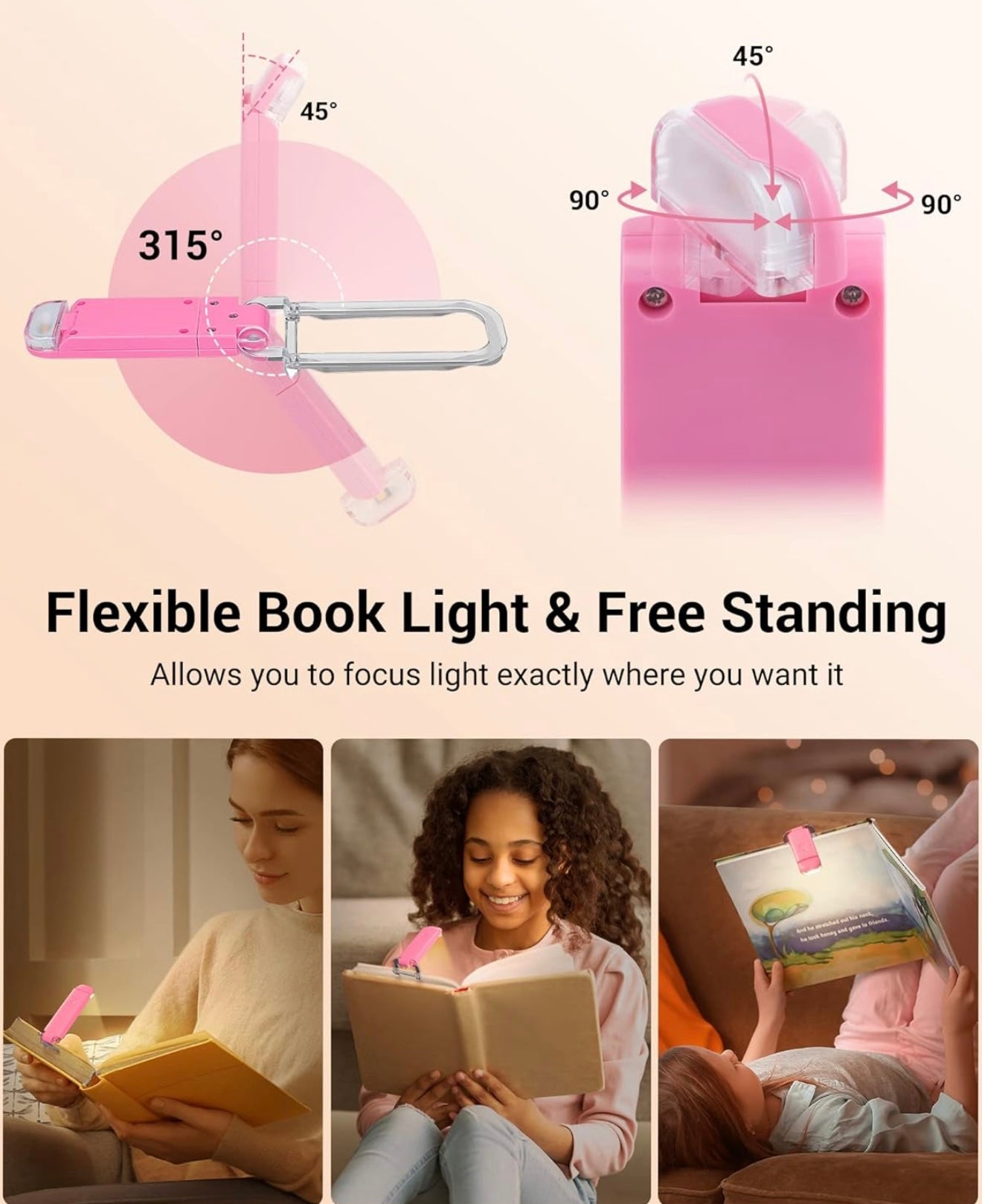 PocketLit | USB Rechargeable Clip On LED Book Light for Reading in Bed | Eye Care Night Reading Light for Book Lovers, Students & Travel