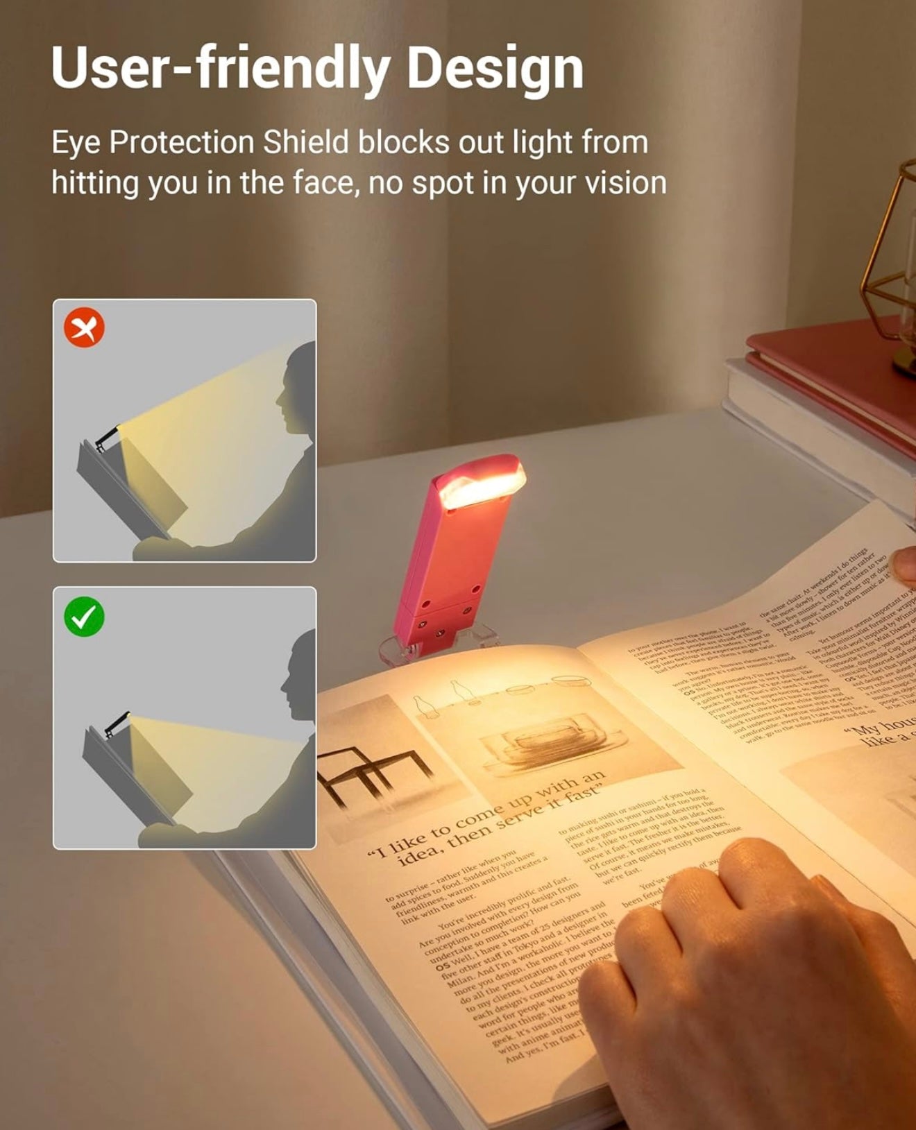 PocketLit | USB Rechargeable Clip On LED Book Light for Reading in Bed | Eye Care Night Reading Light for Book Lovers, Students & Travel