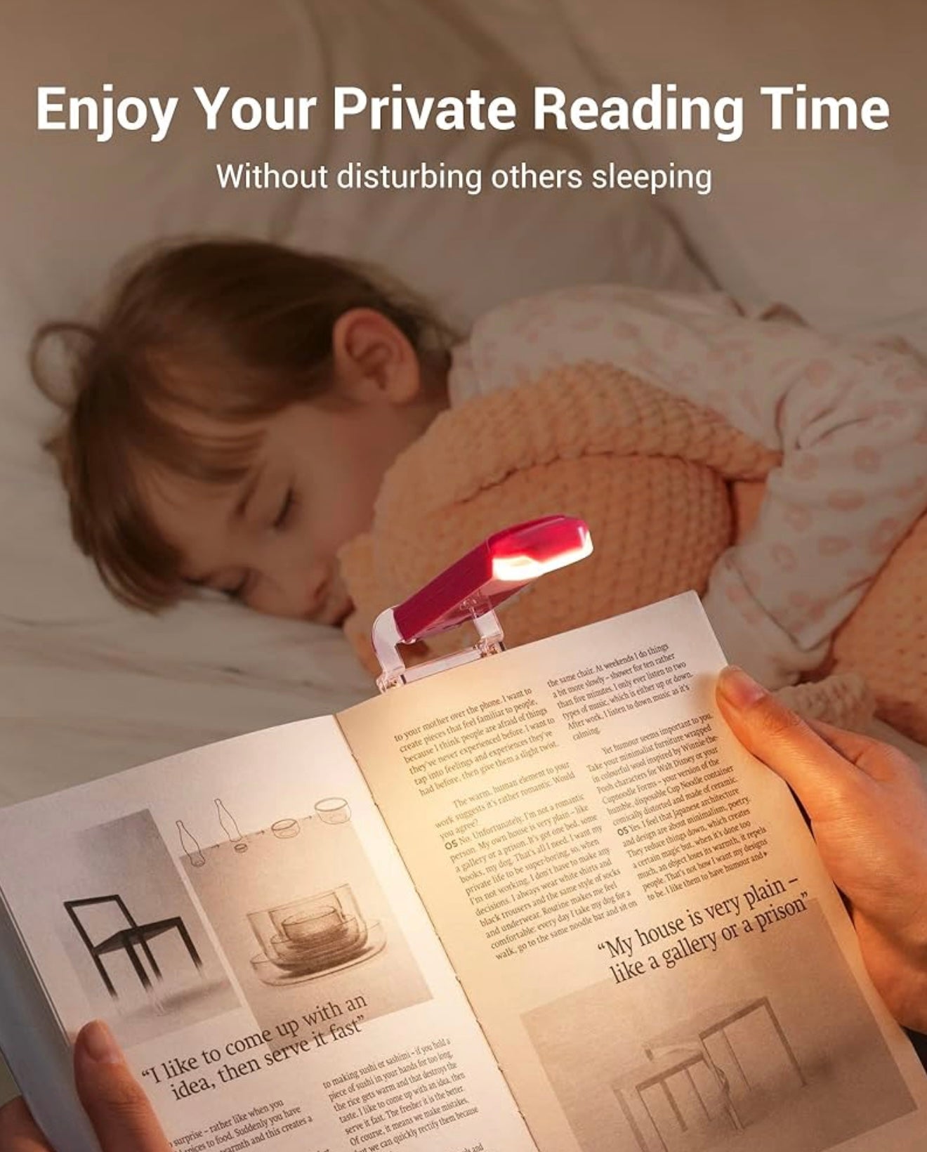 PocketLit | USB Rechargeable Clip On LED Book Light for Reading in Bed | Eye Care Night Reading Light for Book Lovers, Students & Travel