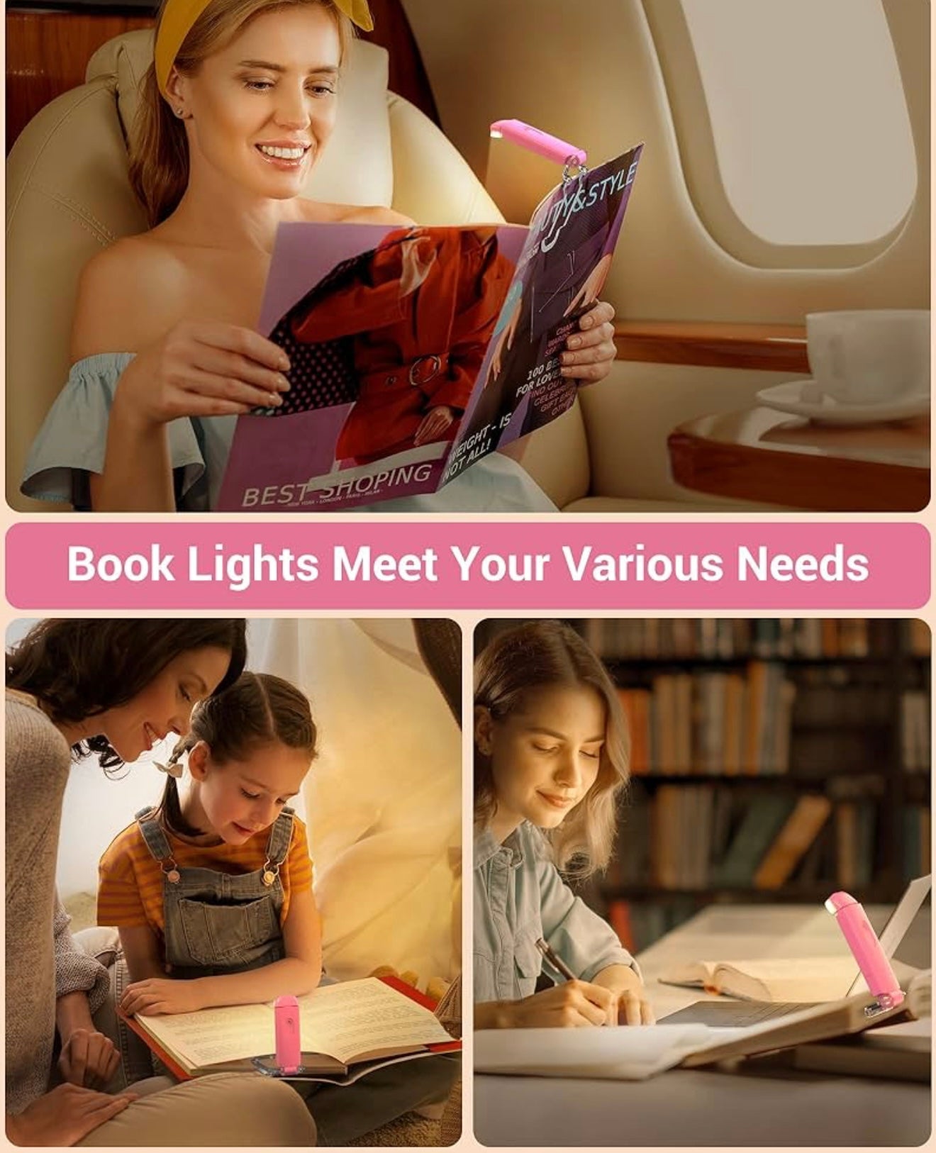 PocketLit | USB Rechargeable Clip On LED Book Light for Reading in Bed | Eye Care Night Reading Light for Book Lovers, Students & Travel