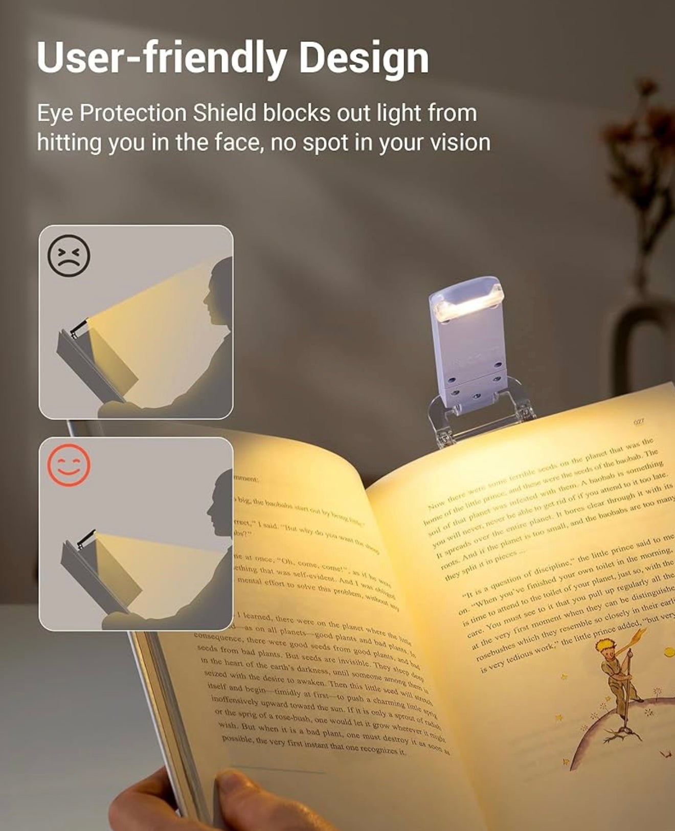 PocketLit | USB Rechargeable Clip On LED Book Light for Reading in Bed | Eye Care Night Reading Light for Book Lovers, Students & Travel