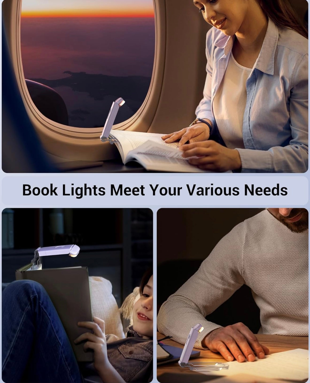 PocketLit | USB Rechargeable Clip On LED Book Light for Reading in Bed | Eye Care Night Reading Light for Book Lovers, Students & Travel