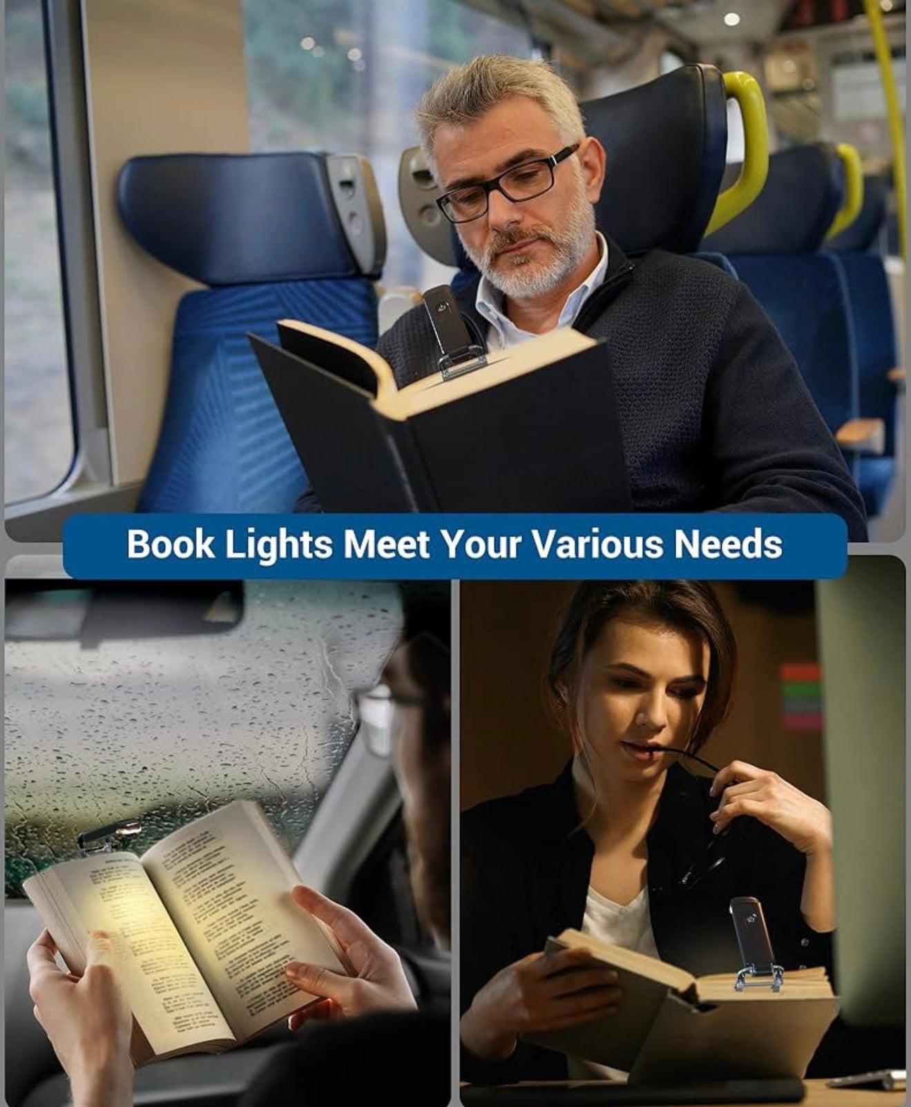 PocketLit | USB Rechargeable Clip On LED Book Light for Reading in Bed | Eye Care Night Reading Light for Book Lovers, Students & Travel