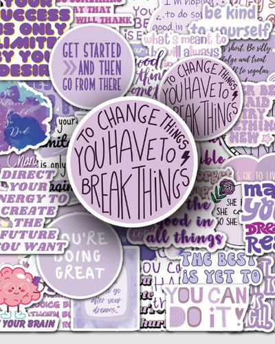 Purple Affirmation sticker set (50 Pcs)