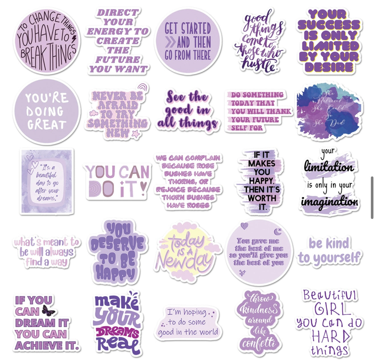 Purple Affirmation sticker set (50 Pcs)