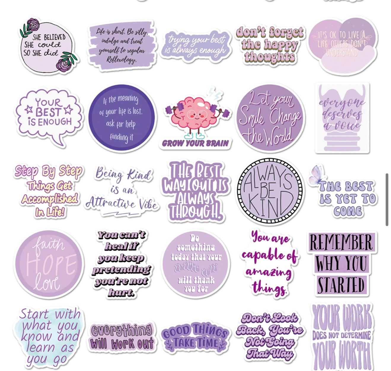 Purple Affirmation sticker set (50 Pcs)