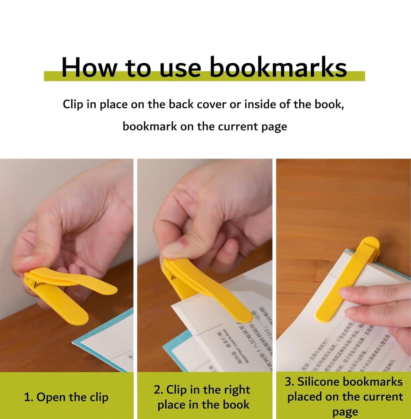 Silicone Bookmarks Set of 3 | Flexible Clip On Page Markers for Books | Skin Friendly Washable Reading Accessories for Book Lovers, Students & Kids