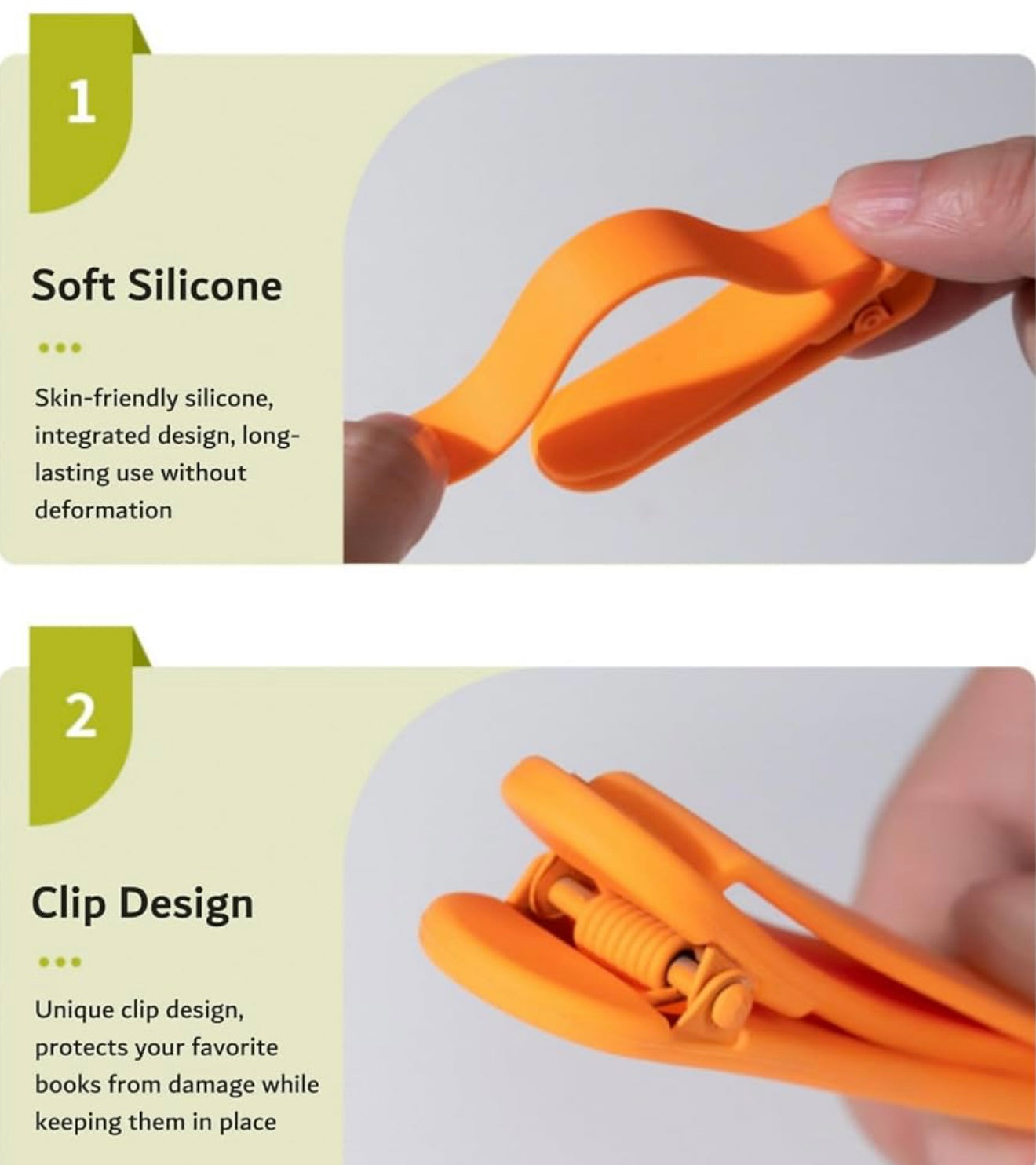 Silicone Bookmarks Set of 3 | Flexible Clip On Page Markers for Books | Skin Friendly Washable Reading Accessories for Book Lovers, Students & Kids