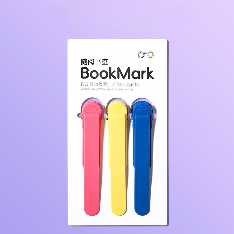 Silicone Bookmarks Set of 3 | Flexible Clip On Page Markers for Books | Skin Friendly Washable Reading Accessories for Book Lovers, Students & Kids