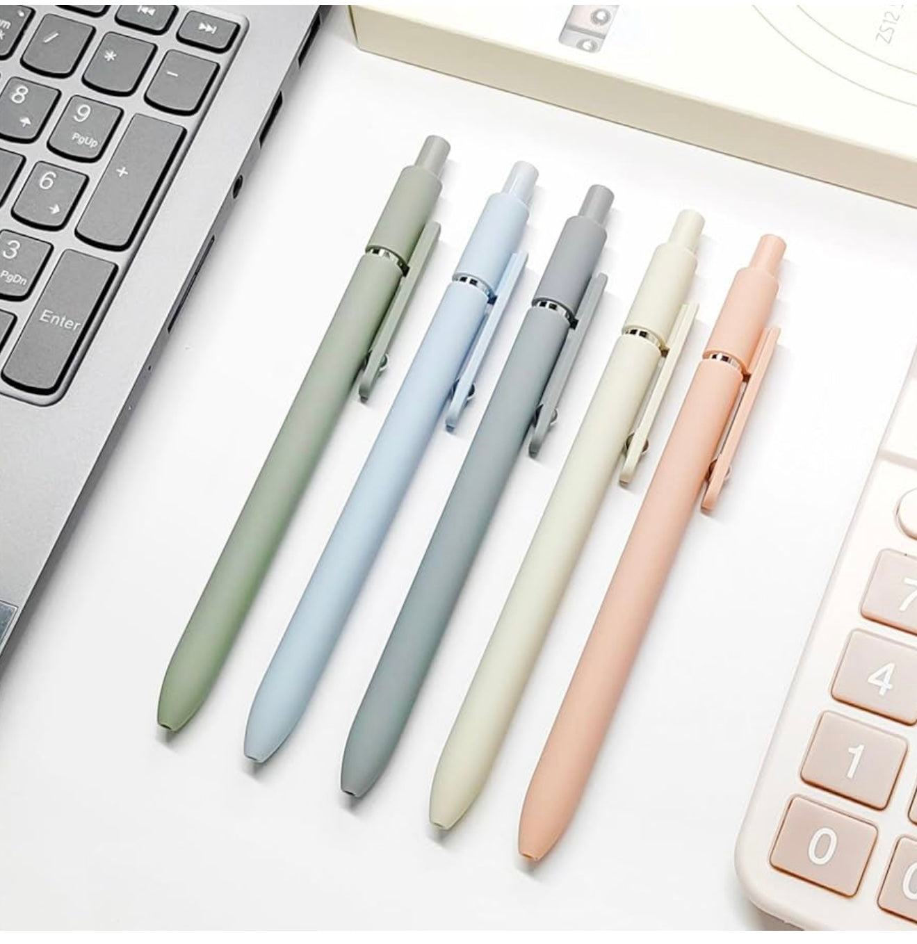 Zennyth Morandi Gel Pens Set of 5 | Quick-Dry Retractable Rollerball Pens | Minimalist Aesthetic Pens for Journaling, Note-Taking & Office Use