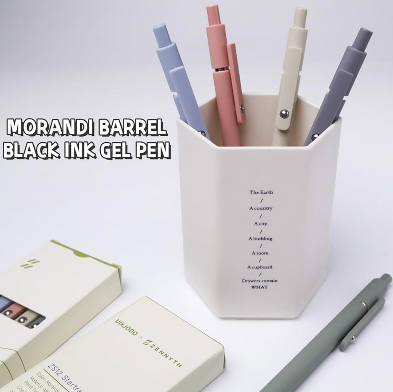 Zennyth Morandi Gel Pens Set of 5 | Quick-Dry Retractable Rollerball Pens | Minimalist Aesthetic Pens for Journaling, Note-Taking & Office Use
