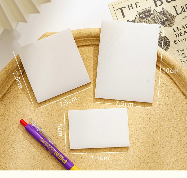 Transparent, 3  Sizes Clear Sticky Notes Pads, Waterproof Self-Adhesive Translucent See Through Sticky Notes for Annotating