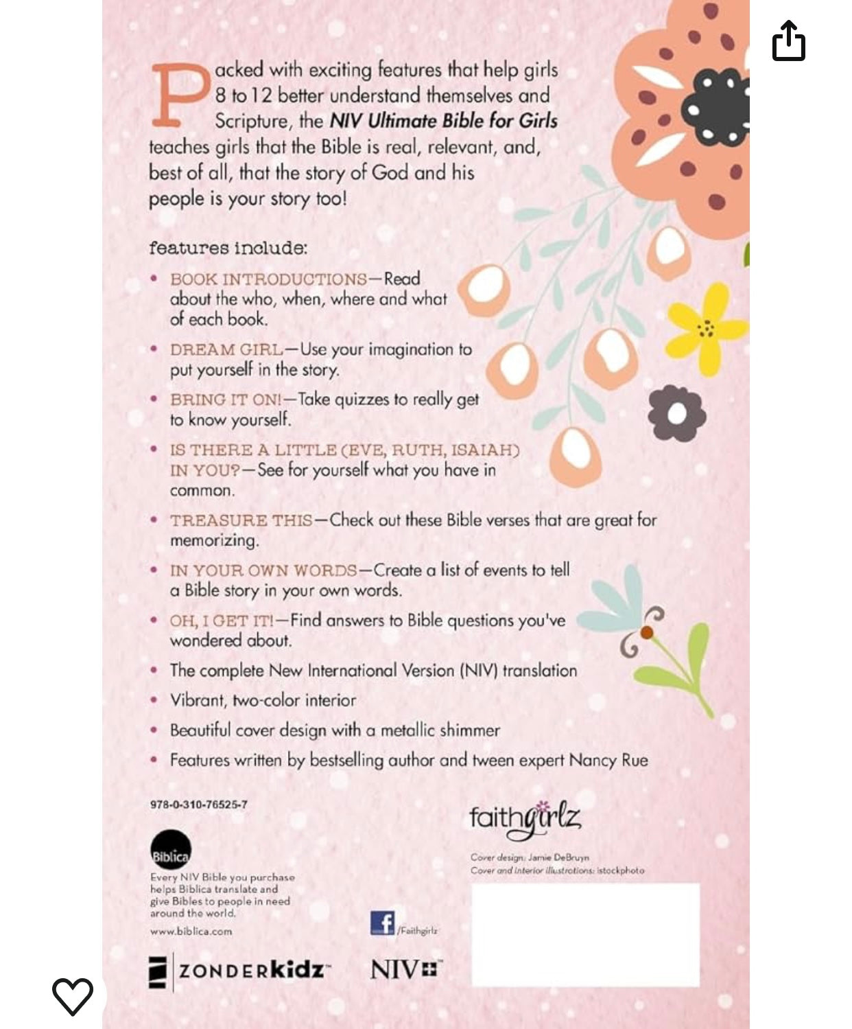 NIV, Ultimate Bible for Girls, Faithgirlz Edition, Hardcover