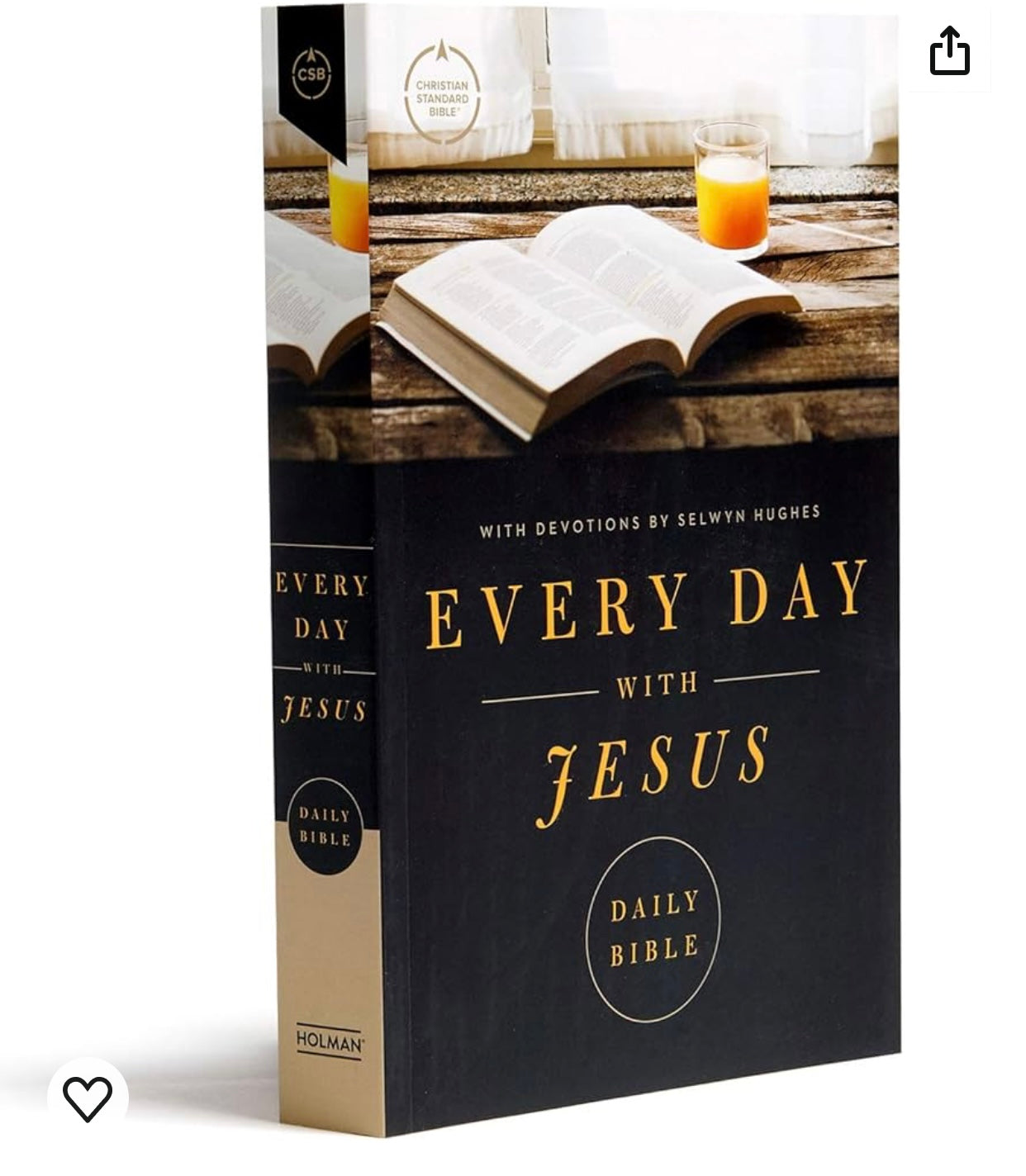 CSB Every Day with Jesus Daily Bible, Sage LeatherTouch, Black Letter, Reading Plan, One Year, Devotionals, Easy-to-Read Bible Serif Type