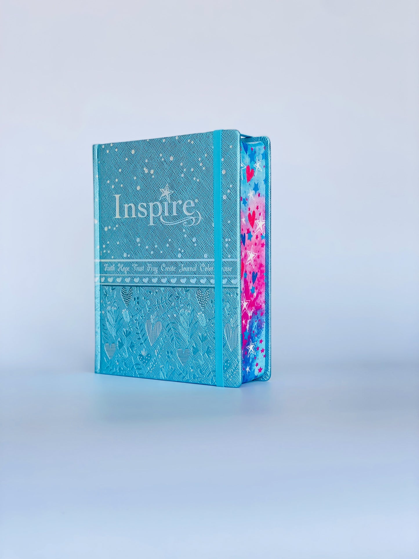 Inspire Bible for Girls NLT  (Hardcover LeatherLike, Metallic Blue): Journaling and Coloring Bible for Kids  Over 500 Scripture Illustrations to Color