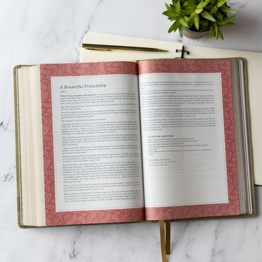 CSB (in)courage Devotional Bible, Sage LeatherTouch - INCOURAGE
