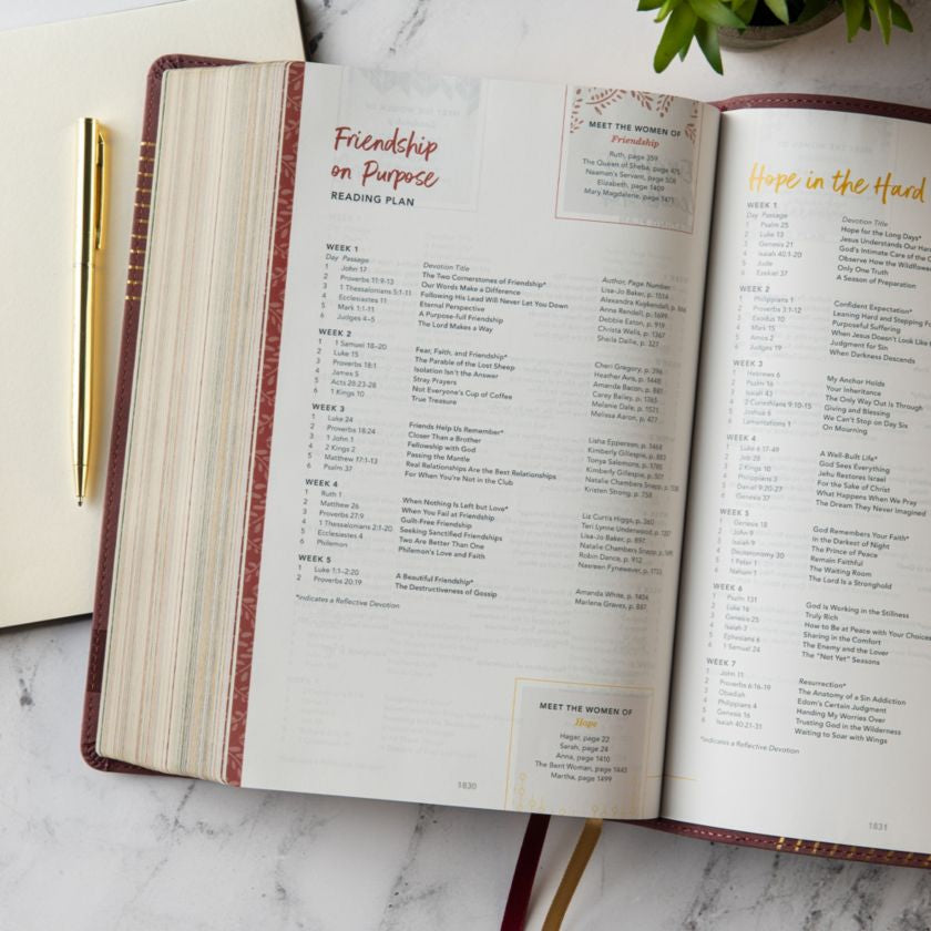 CSB (in)courage Devotional Bible, Bordeaux LeatherTouch - INCOURAGE