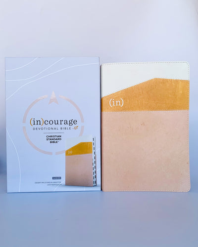 CSB (in)courage Devotional Bible Desert/Mustard/Alabaster LeatherTouch, Indexed, Black Letter, Full-Color Design, Devotionals, Journaling Space,