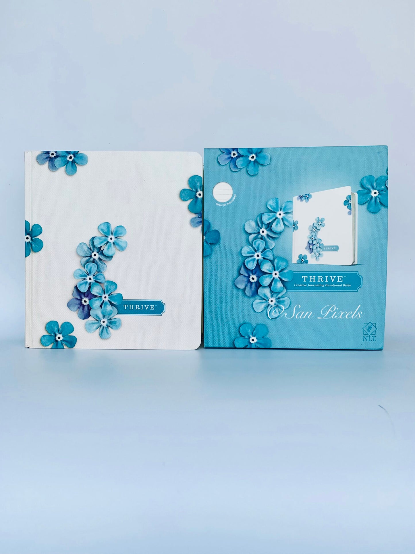 NLT THRIVE Creative Journaling Devotional Bible (Hardcover, Sky Blue)