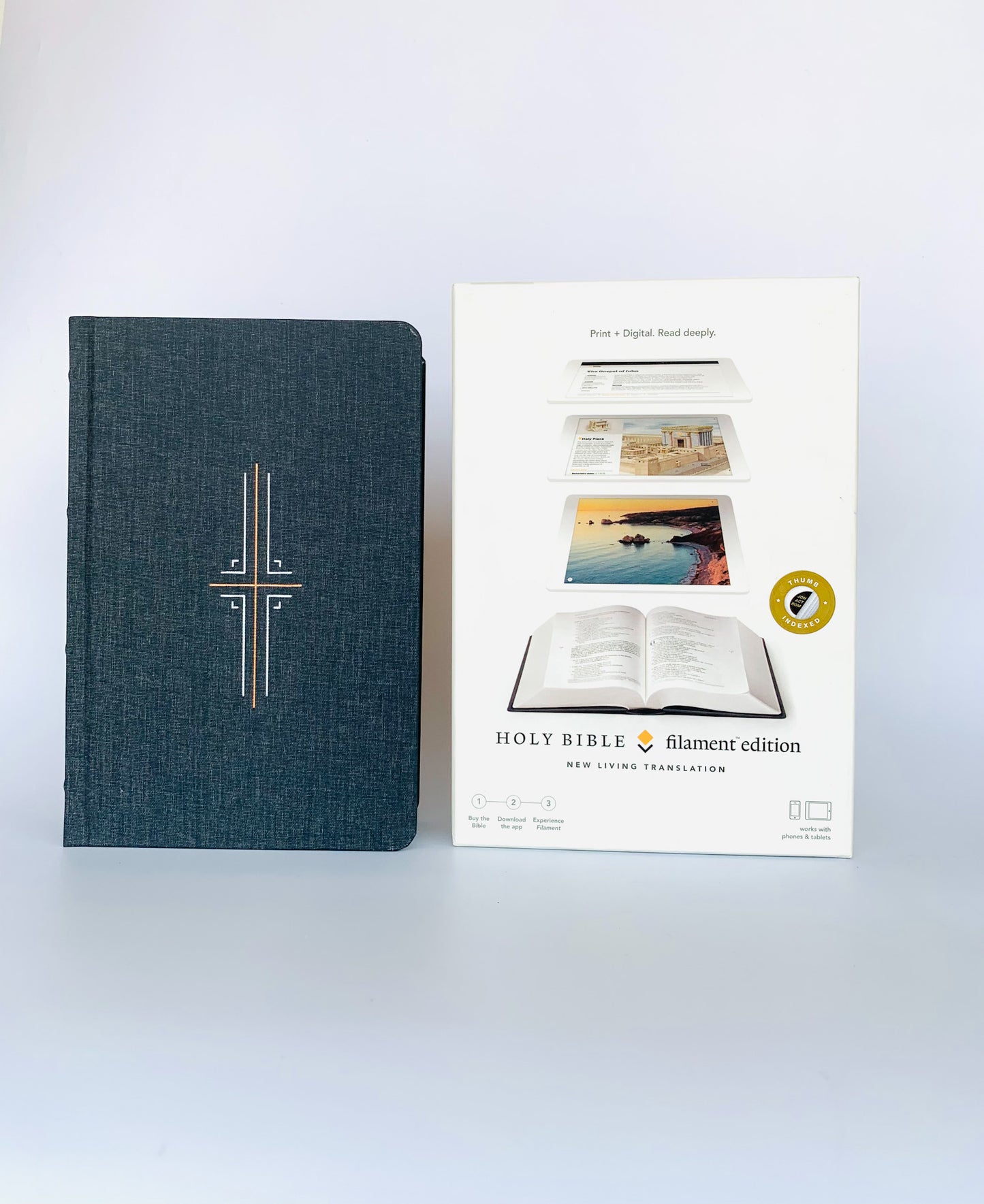 NLT Filament Bible (Hardcover Cloth, Grey, Index): Premium Bible with Access to Filament Bible App, Mobile Access to Study Notes, Devotionals, Video