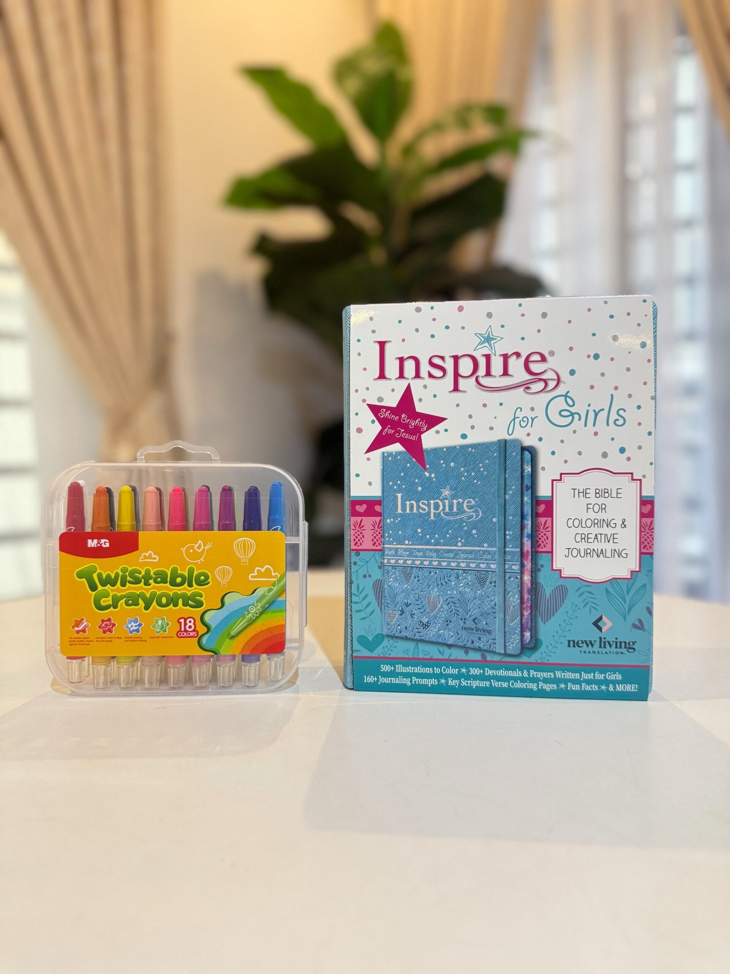 Inspire Bible for Girls NLT  (Hardcover LeatherLike, Metallic Blue): Journaling and Coloring Bible for Kids  Over 500 Scripture Illustrations to Color
