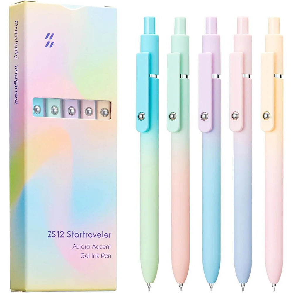 Zennyth Gel Pens Set of 5 | Quick Dry Retractable Rollerball Pens for Journaling, Bullet Journal & School