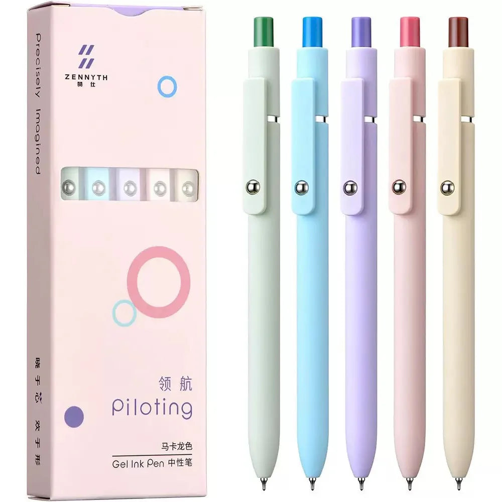 Zennyth Gel Pens Set of 5 | Quick Dry Retractable Rollerball Pens for Journaling, Bullet Journal & School