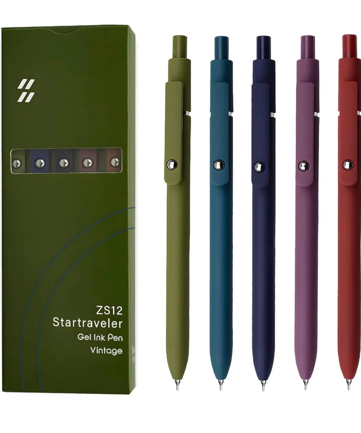 Zennyth Gel Pens Set of 5 | Quick Dry Retractable Rollerball Pens for Journaling, Bullet Journal & School